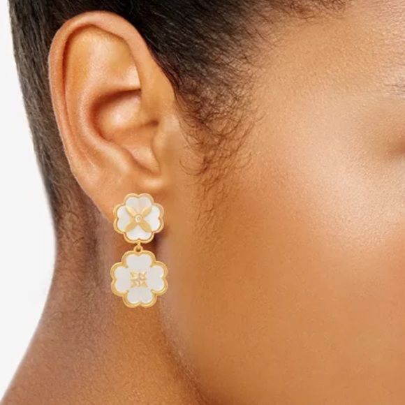 Kate Spade New York Mother-of-Pearl Flower Double Drop Earrings NWT - Picture 4 of 7